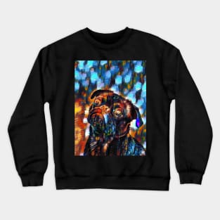 Cute Black Pug Dog Oil Painting Gift Crewneck Sweatshirt